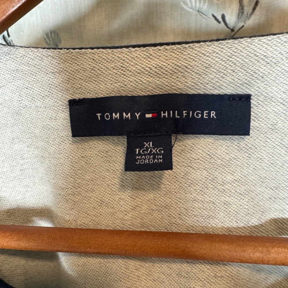 Tommy Hilfiger Womens Gray Navy Trim Gold Button Open Front Cardigan Jacket XL - Picture 3 of 6